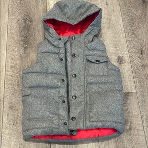 Old Navy Gray and Red Quilted Vest with Hood